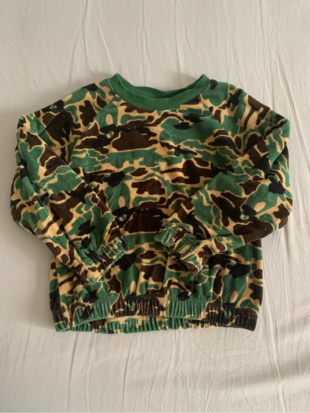 Mini Rodini Velour Camo Print Sweatshirt 3-5T